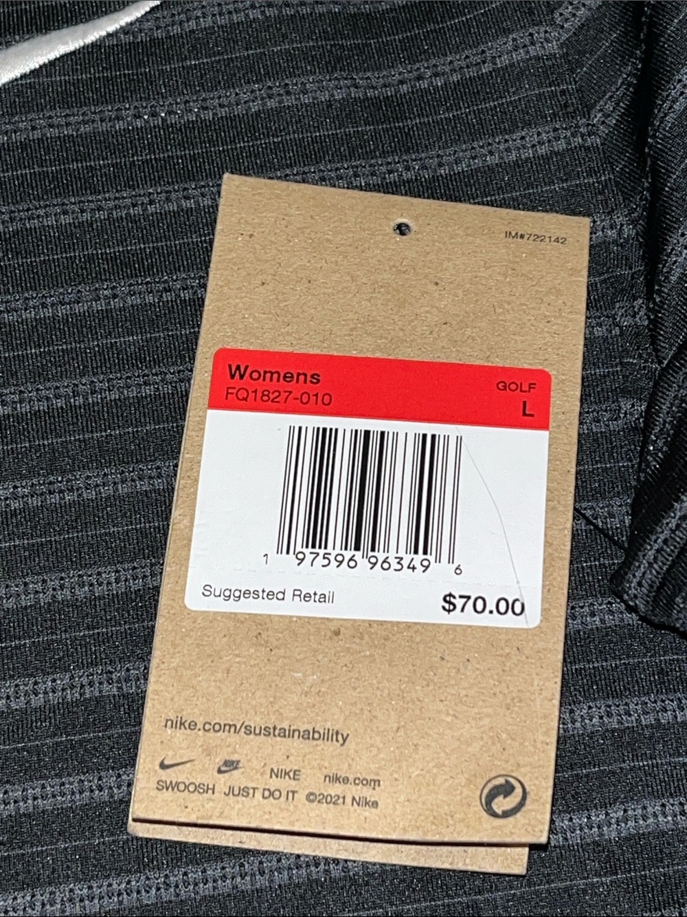 Nike Golf Polo Women's L Short Sleeve Textured Stripe Black Gray Light $70 - Picture 3 of 10
